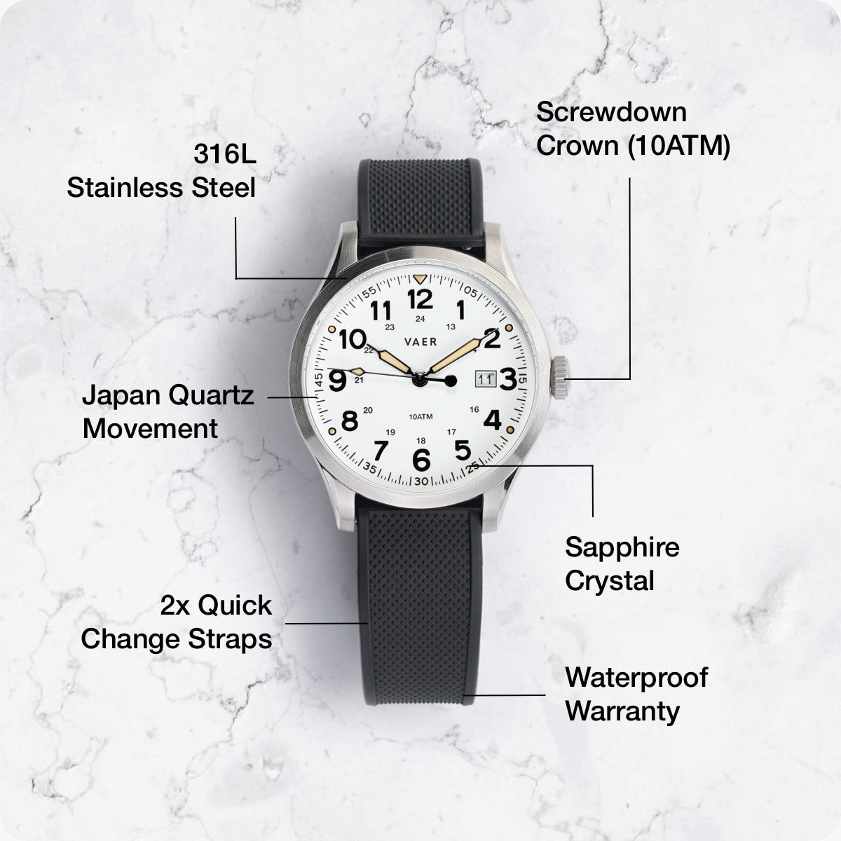 S5 Calendar Field White - 42mm Quartz